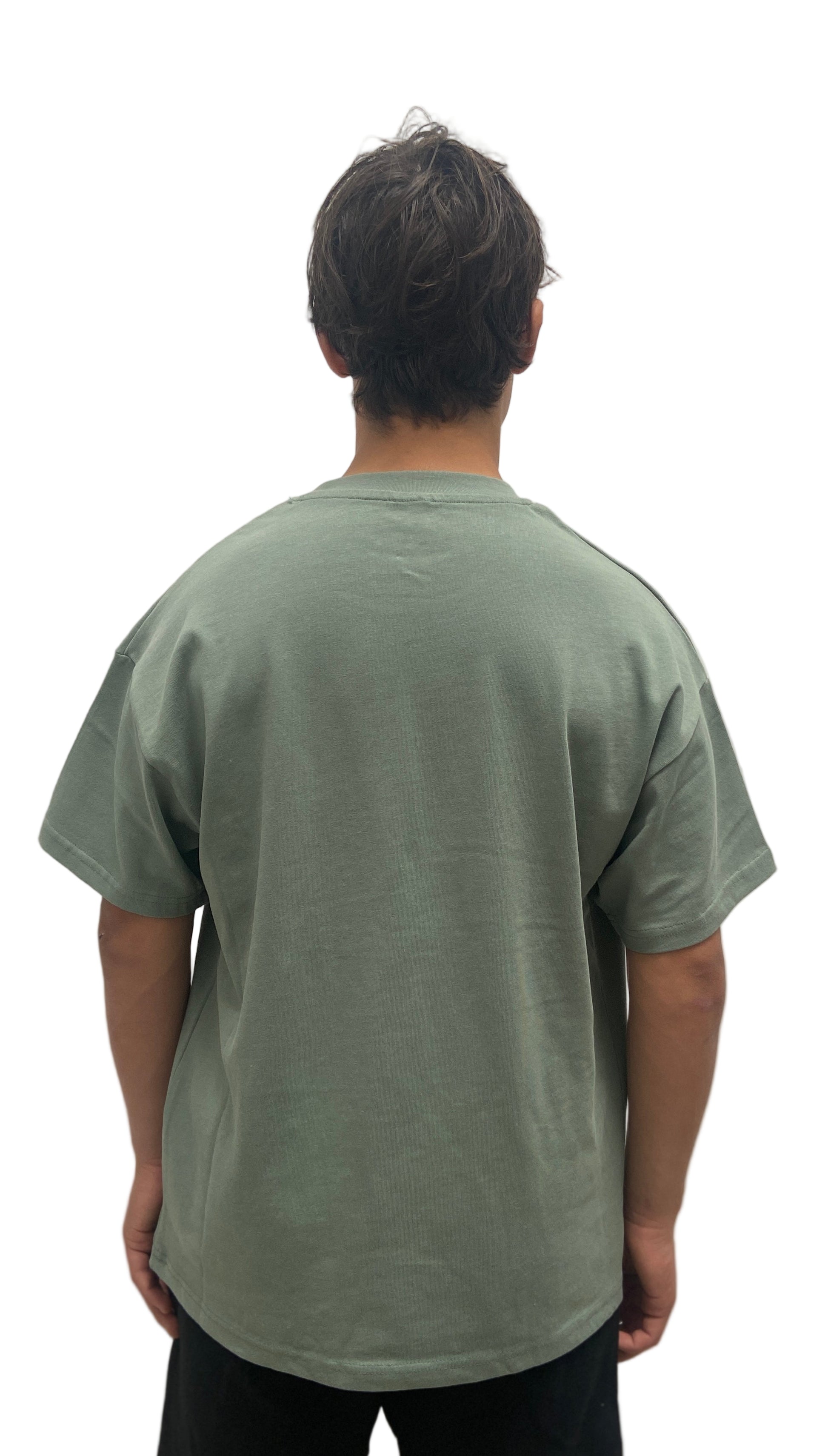 Army green oversized streetwear t-shirt with graffiti logo – Moxwear clothing